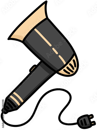 Cute Cartoon Black Hair Dryer - Line Color