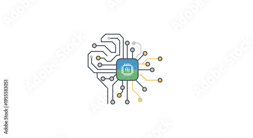 Artificial intelligence brain illustration featuring circuits and a central processing unit