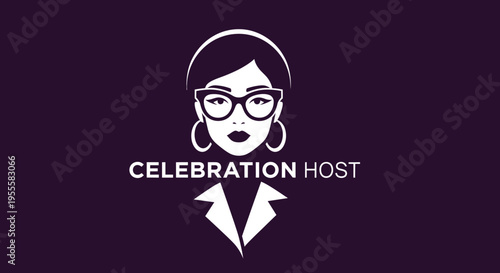 Celebration Host Logo - A Stylish Illustration of a Woman.