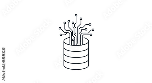 Conceptual representation of data storage and its digital connections for technology