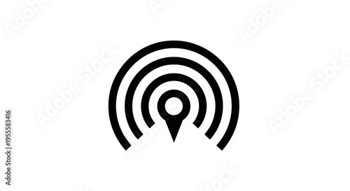 Minimalist wireless signal symbol with location marker indicating connectivity