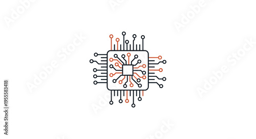 Minimalistic illustration of a central processing unit on a white background design