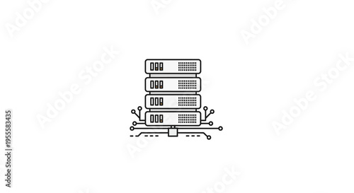 Minimalistic illustration of a server stack representing data storage and processing