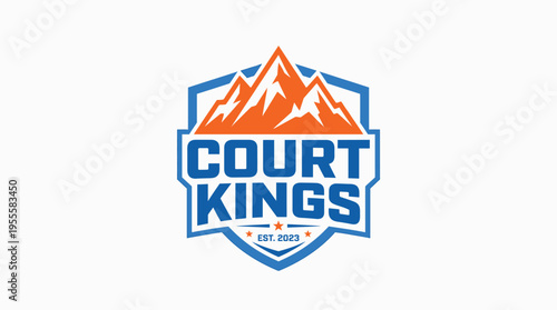 Court Kings Logo - A Dynamic Emblem of Mountain Majesty and Sporting Excellence.