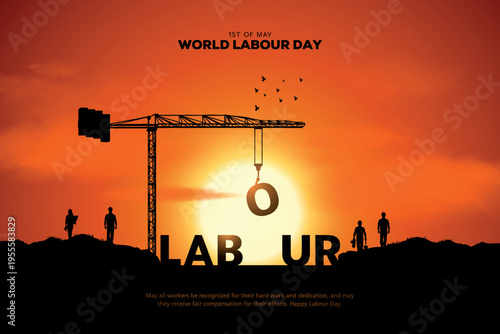 happy Labour day or international workers day vector illustration. labor day and may day celebration design. Construction of “LABOUR” concept.