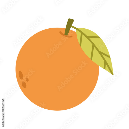 Whole orange with leaf