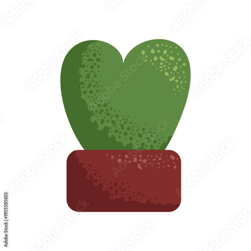 Vector illustration of Hoya kerrii with heart-shaped leaves, minimalist botanical design, solid green colors, clean lines, and scalable geometric forms on a white background for modern decor icon.