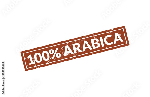 A vintage style brown rubber stamp design featuring the text 100% arabica on a white background Vector, illustration Stamp Icon.