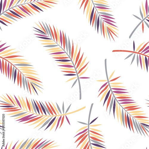 Fashionable palm leaf tropical pattern vector design. Rainforest foliage feat...
