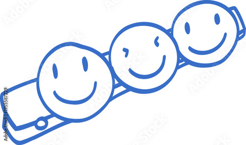 Stylish Smile Face Coquette Hair Claw Clip Line Art Illustration