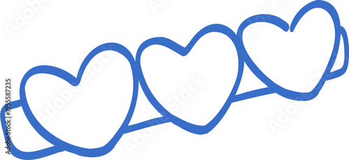 Stylish Triple Heart Coquette Hair Claw Clip Line Art Illustration
