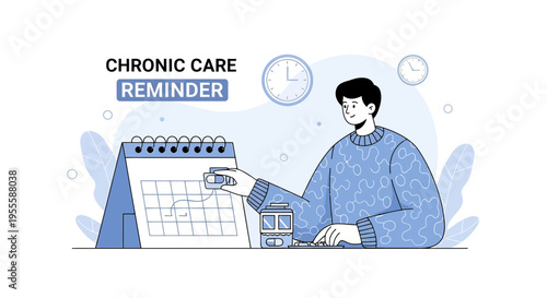 Man marking calendar for chronic care reminder, managing health appointments and medication
