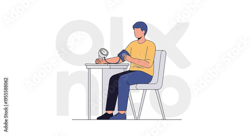 Man measuring blood pressure at home, health check, hypertension concept