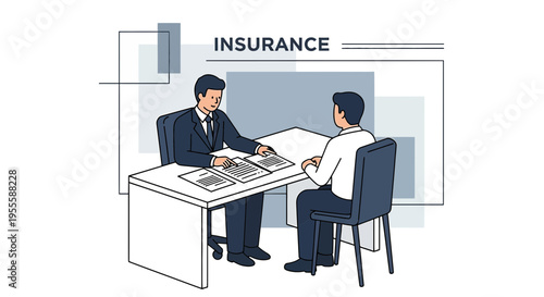 Insurance agent meeting client, discussing policy, business consultation, financial planning