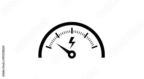 Abstract illustration of a black speedometer with an electric lightning icon on it