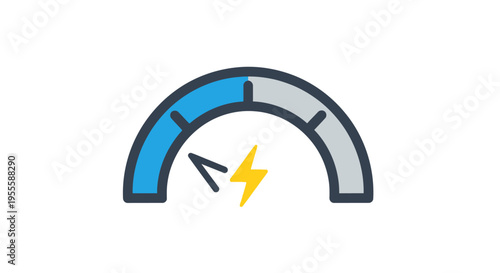 Digital energy level indicator illustration showing decrease or loss of power and resources