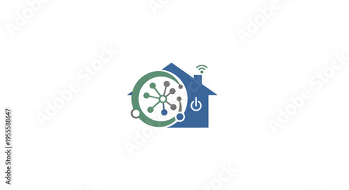 Smart home technology logo symbolizing interconnected devices and digital automation
