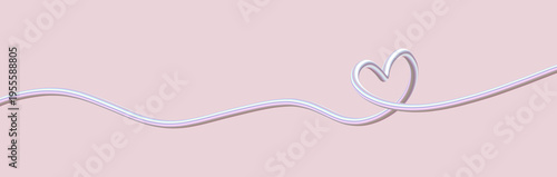 Heart Line Divider with Pink Background. Minimalist Romantic Border Clipart. Feminine Love Separator for Valentine, Wedding, and Branding Design.