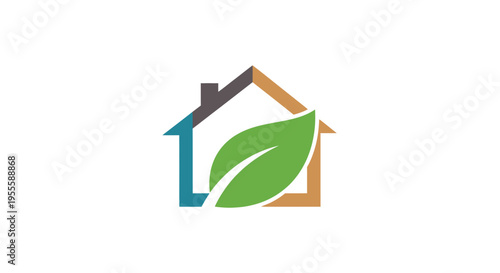 Eco-friendly home emblem: A graphic design representing sustainable living and green energy, no