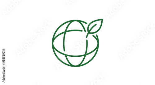Minimalistic earth symbol with leaf, representing eco-consciousness and global environmental