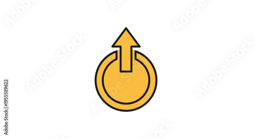 Minimalist graphic of an arrow rising from a circle symbolizes power or activation