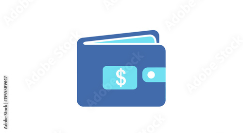 Minimalist Blue Wallet Icon with Dollar Sign Represents Finance and Money Management