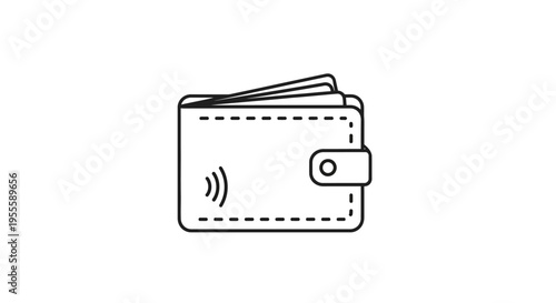 Minimalist Wallet Icon Depicting Contactless Payment and Credit Card Storage