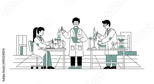 Scientists working in a modern laboratory setting with equipment