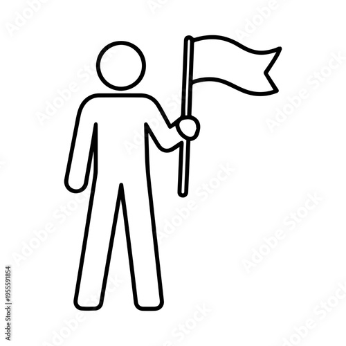 man with flag line icon vector
Vector line icon on a white background
