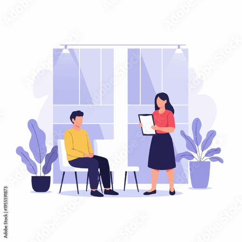 Woman interviewing man for a job position.