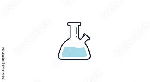 Illustration of a laboratory flask containing blue liquid suitable for scientific projects