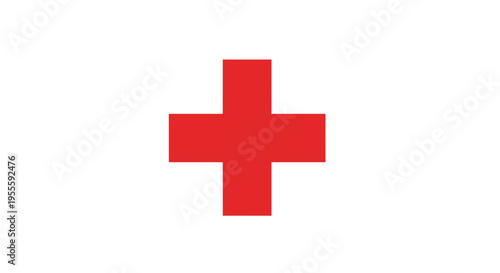 Red cross symbol against a white background represents aid and medical assistance
