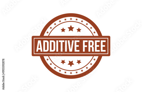 Brown circular additive free stamp icon with star details for food product safety labeling design Vector, illustration Stamp Icon.