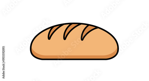 Illustrated loaf of bread graphic with a cartoon style and simple design on a white background