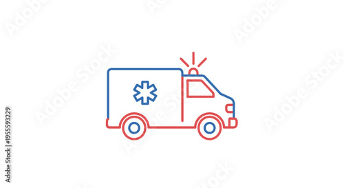Minimalist ambulance icon representing emergency medical services in simple line art style