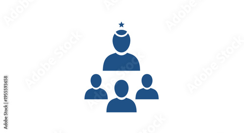 Iconic representation of a team, leadership, and a collaborative structure with a leader figure