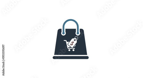 Online shopping bag logo vector illustration, retail and purchase concept, ecommerce design