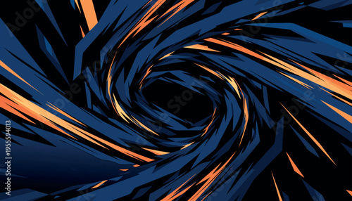Abstract Dynamic Blue and Orange Geometric Vortex Motion Background