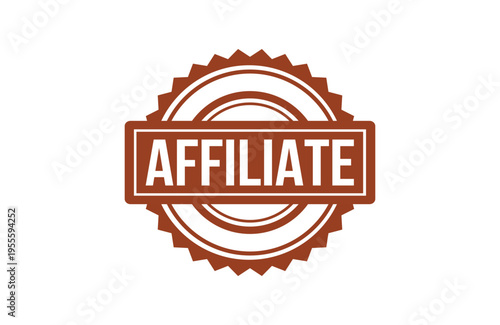 A brown circular stamp design featuring the word affiliate centered in a rectangular text box Vector, illustration Stamp Icon.