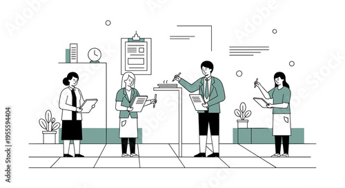 Business team collaborating on a project, discussing ideas and taking notes