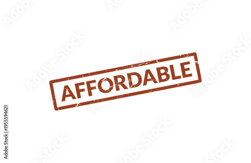 A brown rubber stamp design featuring the word affordable with a distressed texture on white Vector, illustration Stamp Icon.