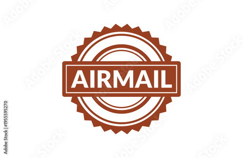 A vintage style brown airmail postage stamp icon featuring a classic serrated edge design element Vector, illustration Stamp Icon.