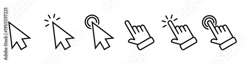 Hand Tap and Mouse Click Symbol Icon Set