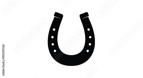 Black silhouette of a horseshoe with holes