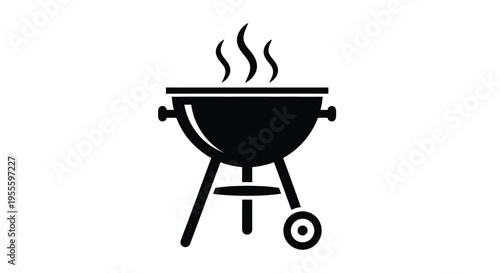Silhouette of a barbecue grill with smoke