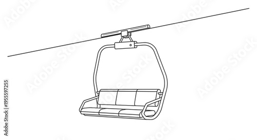 Silhouette of a ski lift chair on a cable