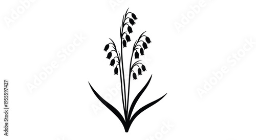 Silhouette of a plant with long stems and leaves