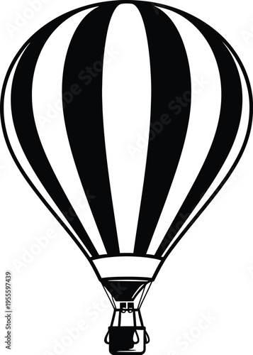 Black and white hot air balloon silhouette