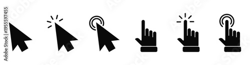 Touchscreen Gesture and Cursor Interaction Outline Icons