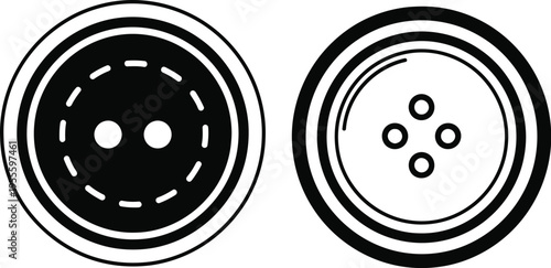 Silhouette of two black and white buttons side by side